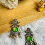 Silver Oxidised Earrings with Stone For Women And Girls