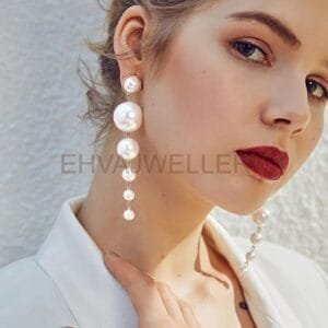 cart 7 Heavy Pearl Dropped Long Earrings