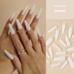 White Removable Artifical long Nails with Filer and Tape (pack of 40)