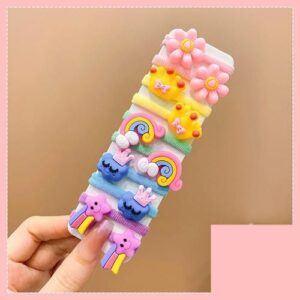 girl's cartoon style cartoon fruit soft glue flowers hair tie (set of 5 pair)
