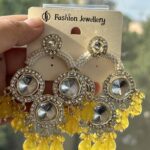 Kundan & Pearls Studded Classic Mirror Drop Earrings For Girls and Women