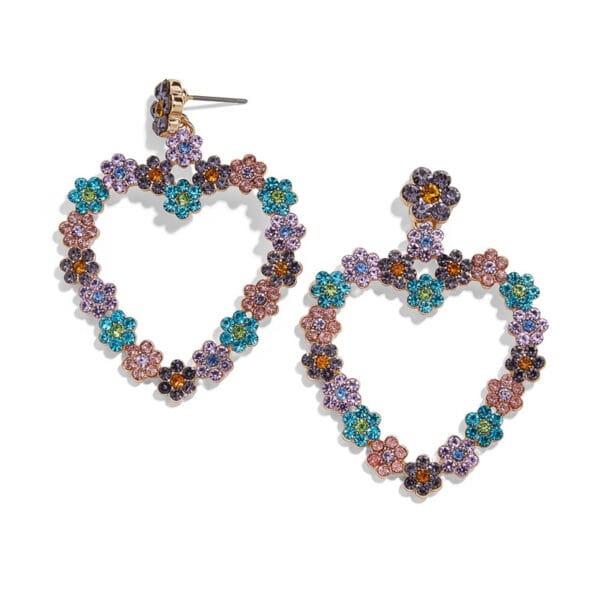 Flower Heart Shape Multicolor Drop Earrings