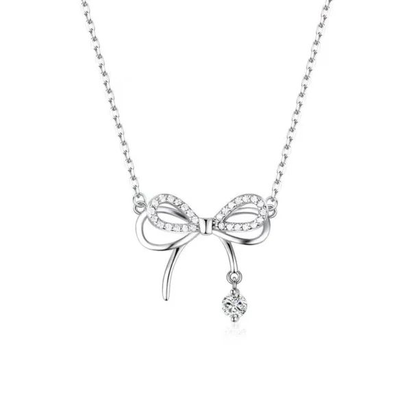 Bowknot Zircon Pendent Necklace - Image 4