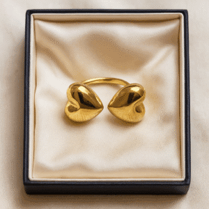 Elegant Heart -Shaped Gold Plated Ring