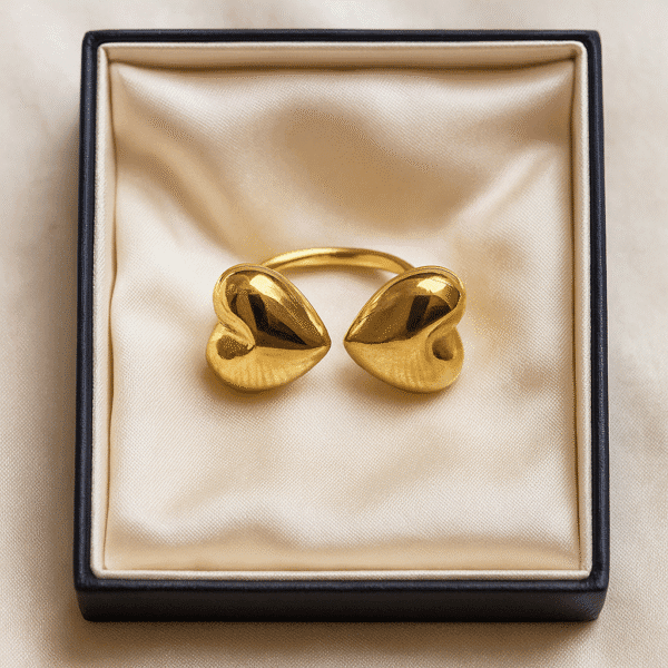 Elegant Heart -Shaped Gold Plated Ring