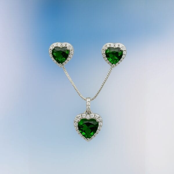 Heart Shape Stone Pendent Set With Earrings For Women and Girls