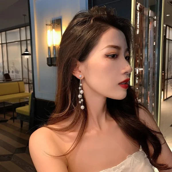 Pearl Long Statement Earrings