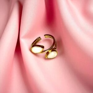 Gold-Plated Open Ring with White Stones