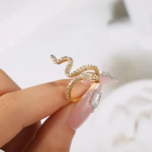 Snake Style Zircon Silver Ring