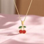 Double Cherry Fruit Pendant Necklace