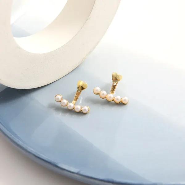 Heart Pearl inlaid Studs - Image 2