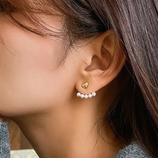 Heart Pearl inlaid Studs - Image 4