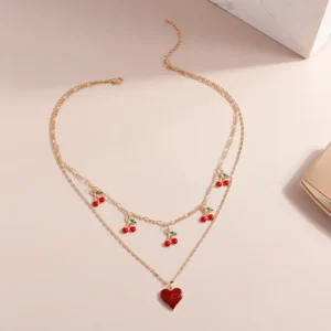 Cherry Heart Fruit Necklace