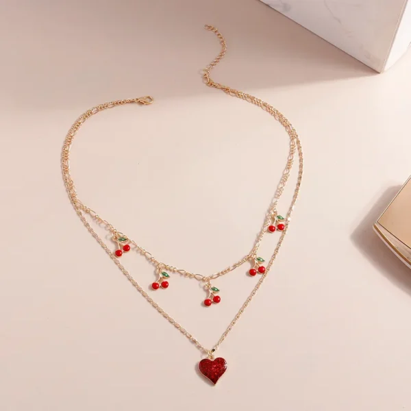 Cherry Heart Fruit Necklace