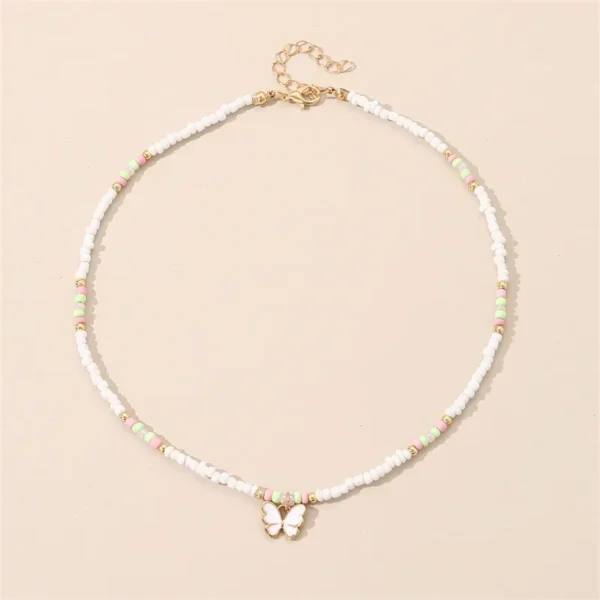 Sweet Butterfly Beaded Pendant Necklace - Image 6