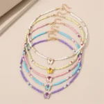 Sweet Butterfly Beaded Pendant Necklace