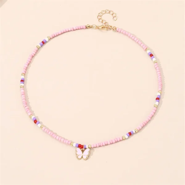 Sweet Butterfly Beaded Pendant Necklace - Image 5