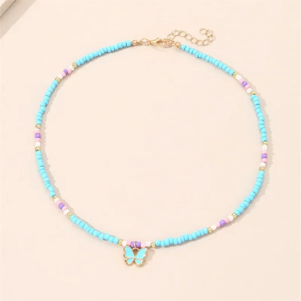 Sweet Butterfly Beaded Pendant Necklace - Image 3