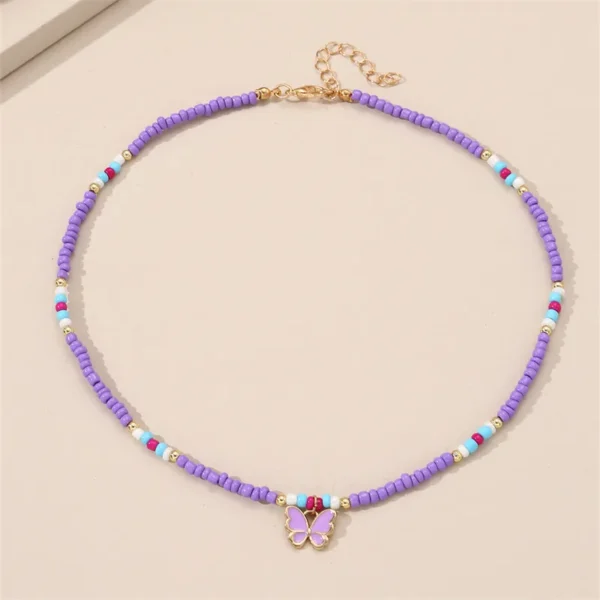 Sweet Butterfly Beaded Pendant Necklace - Image 2