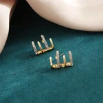 zircon inlaid diamond Studs