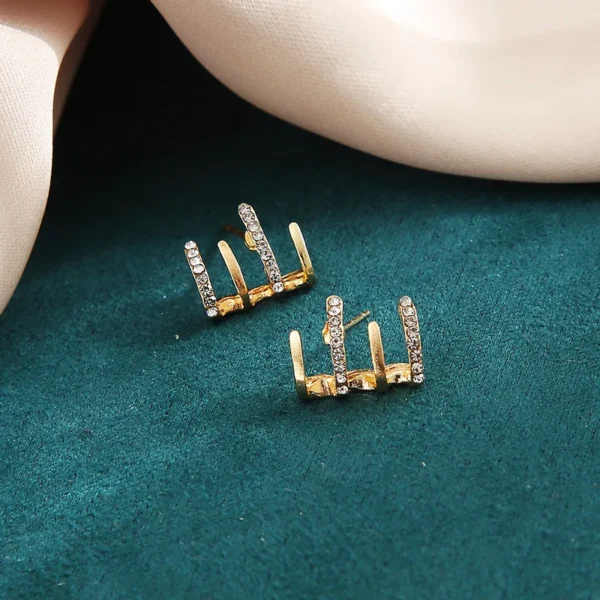 zircon inlaid diamond Studs