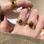 Sun Flower Tiger Eye Ring Combo