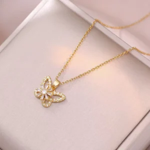 Butterfly Rotating Pendant Necklace