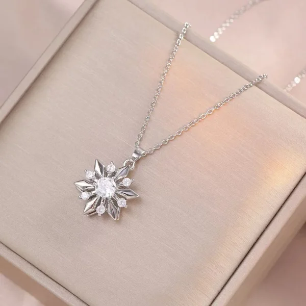 Silver Diamond Star Rotating Pendant Necklace