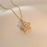 Dancing Flower Diamond Pendant Necklace