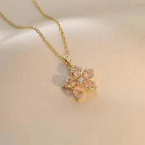 Dancing Flower Diamond Pendant Necklace