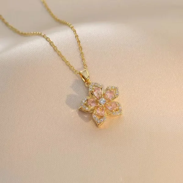 Dancing Flower Diamond Pendant Necklace