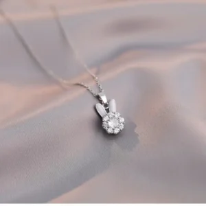 Rabbit silver Rotating Pendant Necklace