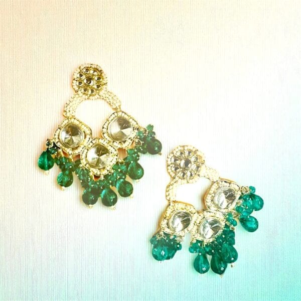 Kundan & Pearls Studded Classic Mirror Drop Earrings For Girls and Women