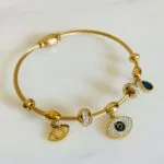 Gold Evil Eye Magnetic Bangle Bracelet