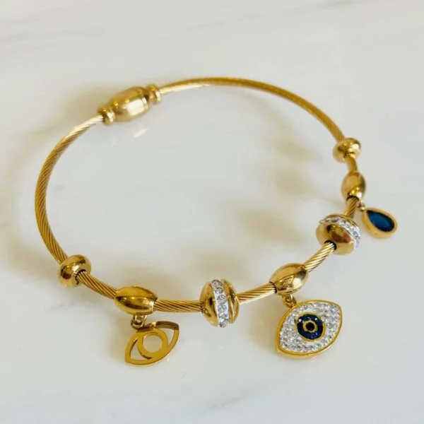 Gold Evil Eye Magnetic Bangle Bracelet