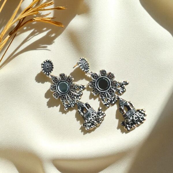 oxidised Silver Jhumka earrings