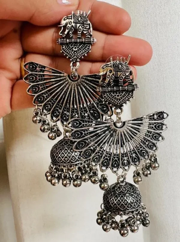 Afghani Tribal Oxidised Dangler Earrings - Image 2