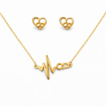 Heartbeat Infinity Necklace with Gold Finish Set