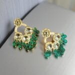 Kundan & Pearls Studded Classic Mirror Drop Earrings Girl & Women